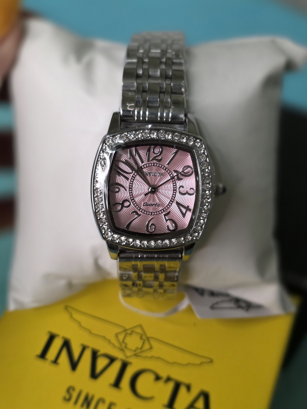 Invicta Women’s Pink Dial Crystal Accent Stainless Steel Watch